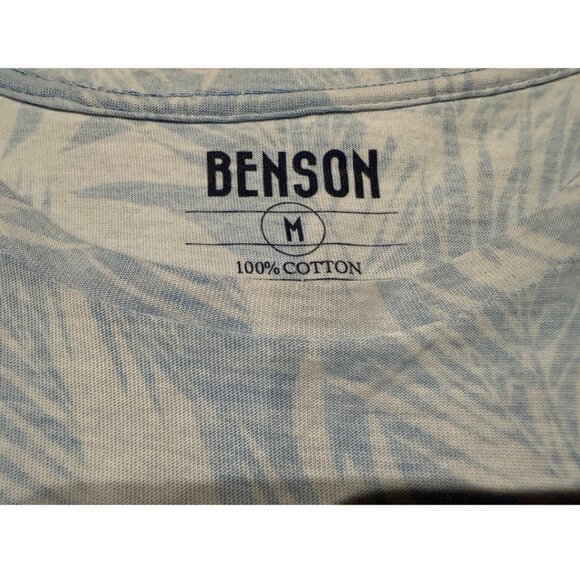 Benson Reverse Print Slub T-Shirt, Blue, Size Medium - Picture 4 of 5